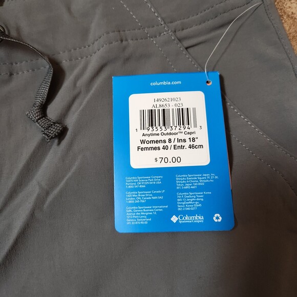 Columbia Anytime Outdoor Capri Pants Women’s Size 8 Gray - Active Fit - Picture 4 of 8